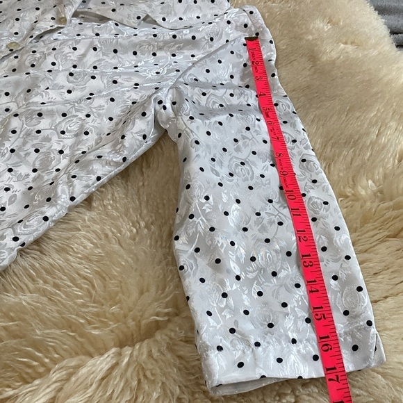 White with black poka dot button up shirt - Picture 8 of 8